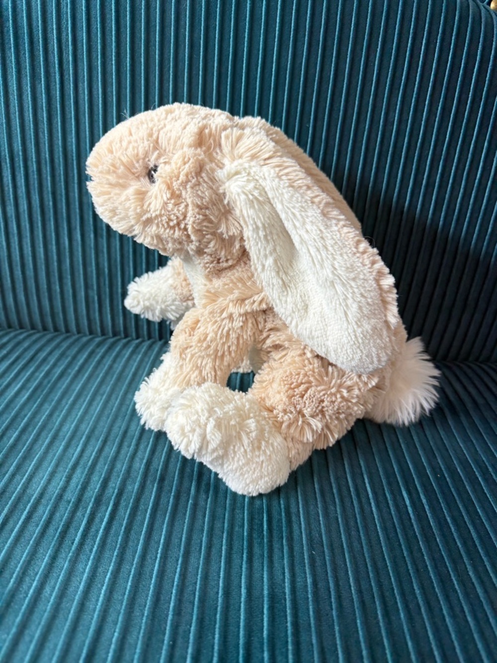 Jellycat Loppy Oatmeal Bunny Medium Beige Colored Plush Stuffed Animal 12" EUC